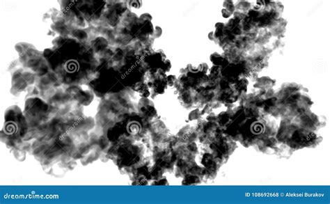 A Lot Of Black Ink Flows On White Moving In Slow Motion Ink Or Smoke