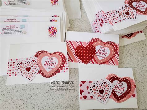 By using the same color ink as the card stock color, you will achieve a soft and subtle look. From My Heart Valentine Card Ideas - Patty Stamps