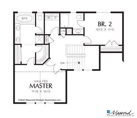Upper Floor Plan Of Mascord Plan 22161 The Butler Two Story Living