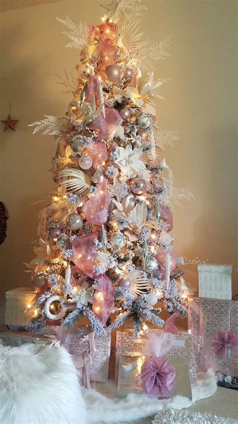 Gorgeous white aynd blush pink Christmas tree | Pink christmas tree, Pink christmas, Christmas tree