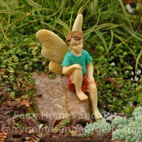 Sitting Boy Fairy Garden Fairies Figurines Fairy Garden Woodland Fairy