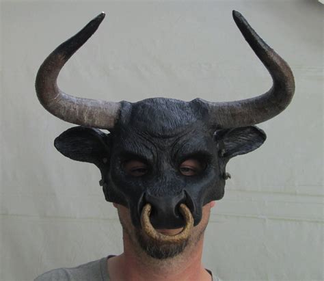Minotaur Bull Mask Mythological Beast Taurus Black Bull Etsy Israel