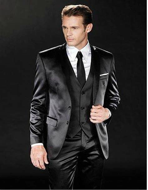 Custom Black Wedding Suits For Men 2019 Notched Lapel Mens Suits