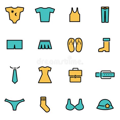 Vector Line Clothes Icon Set Stock Illustration Illustration Of