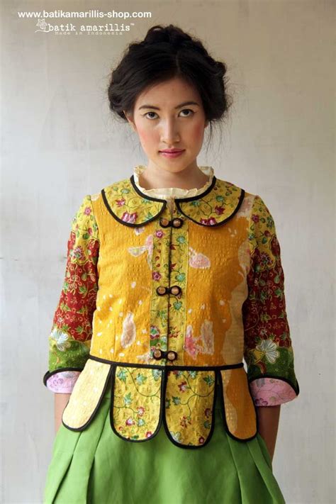 Batik Amarillis Piccola Jacket In Sweet Pastel Shades Embossed Batik Cirebon Indonesia Take