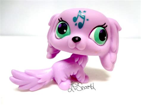 Littlest Pet Shop 2880 Pink Musical Note Spaniel Dog Green Star Eyes