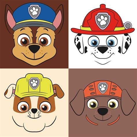 Paw Patrol Printables Faces Masks Png Svg Layered Files Etsy