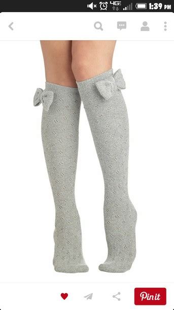Socks Grey Warm Thigh Bow Bows Kawaii Kawaii Socks Warm Socks