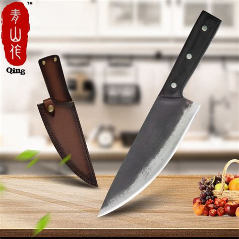 Qing Handmade Forged High Carbon Steel 8 Inch Kitchen Chef Knife