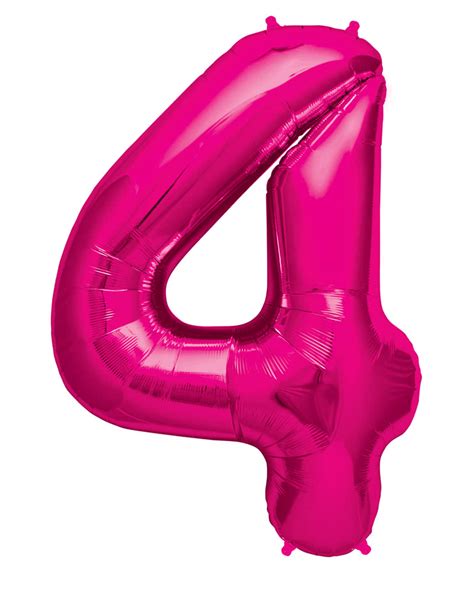 Foil Balloon number 4 Pink Shrill foil balloon in Pink | horror-shop.com