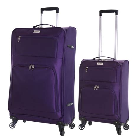 Set Of 2 Ultra Lightweight 4 Wheeled Travel Luggage Trolleys Suitcases