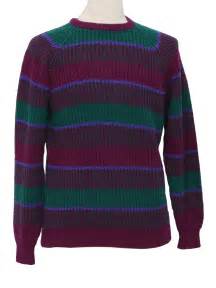 Retro Eighties Sweater 80s Contemporary Casuals Mens Green Purple
