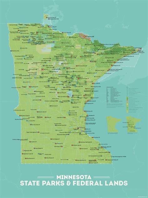 Minnesota State Parks And Federal Lands Map 18x24 Poster Best Maps Ever