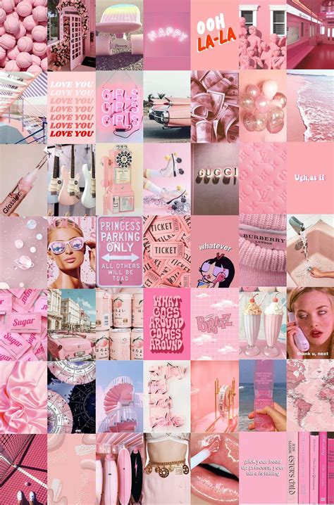 Wall Collage Kit Peach Pink Collage Kit Photo Wall Collage Aesthetic