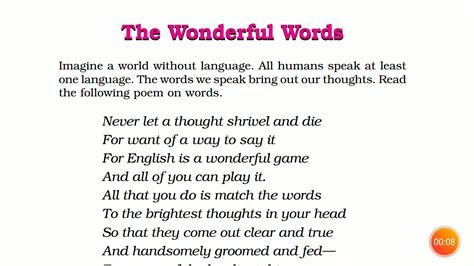 Class 6 English Ncert The Wonderful Words Poem Youtube