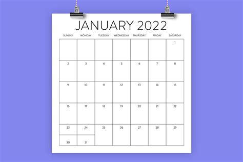 2022 Calendar Template Large Boxes Free Printable Templates 2022