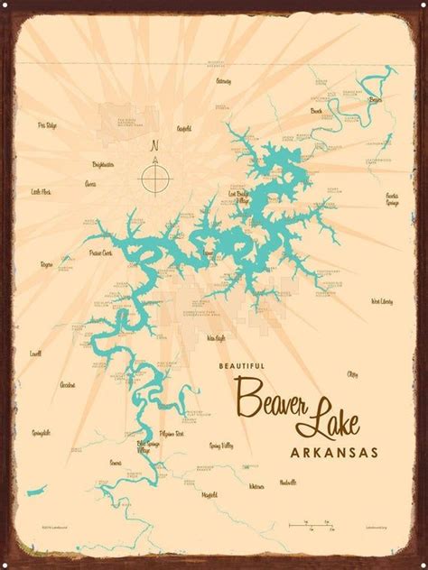 Beaver Lake Arkansas Lake House Décor Cabin Art Custom Map Ts Rustic