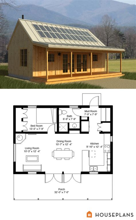 Cabins And Cottages Green Rustic Cabin Floor Plan And Elevation Sft Plan