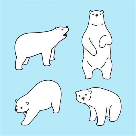Ilustración de personaje de dibujos animados polar oso Vector Premium