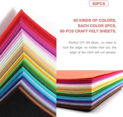 80pcs Diy Felt Sheet 15x15cm Felt Fabric Multi Colors For Crafts