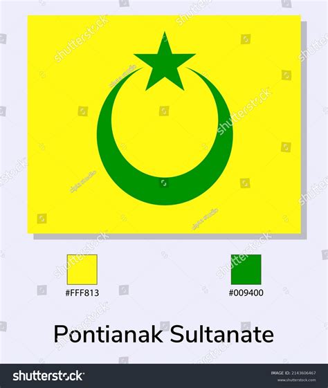 Vector Illustration Pontianak Sultanate Flag Isolated Stock Vector