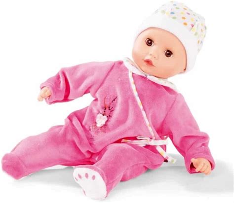 Gotz Muffin Bald Baby Doll In Pink Pajamas With Brown Sleeping Eyes