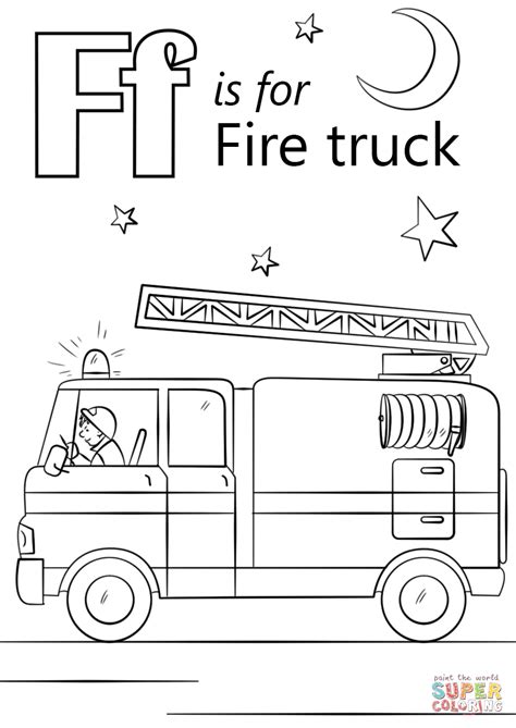 By coloring the free coloring pages, find your favoritefire truck !. Letter F is for Fire Truck coloring page | Free Printable ...