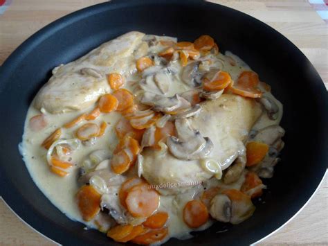 Filets de poulet flambés sauce au cidre et légumes