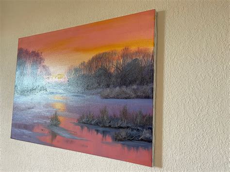 Landscape Oil Painting Sunset Beautiful Sunset Wall Art Etsy