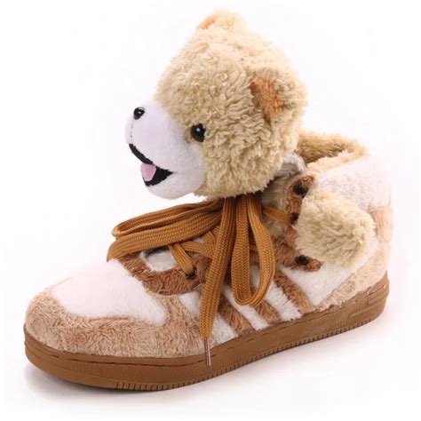 Valentine Shoes Warm Plush Teddy Bear Shoes 2016 High Casual Shoes