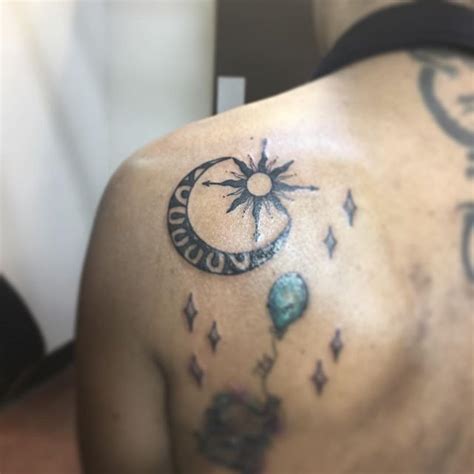 Added This Moon And Sun And Some Stars Around An Existing Tattoo On Liseth Fun Times