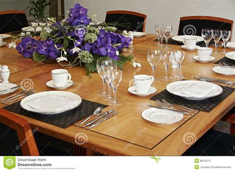 Dining table images and stock photos. Restaurant Table Setup With Cut Flowers Stock Photos ...