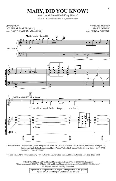 By capitol cmg publishing) word music, llc (admin. Mary, Did You Know? | Sheet Music Direct