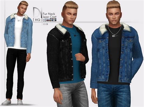 The Sims Resource Fur Neck Jean Coat