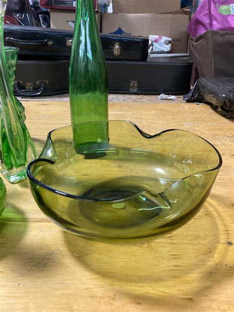 6 piece green glassware