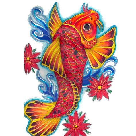 Orange Koi Fish Tattoo Design