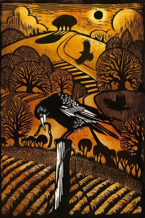 ian macculloch artist printmaker via cathy carey crow art raven art bird art woodcuts