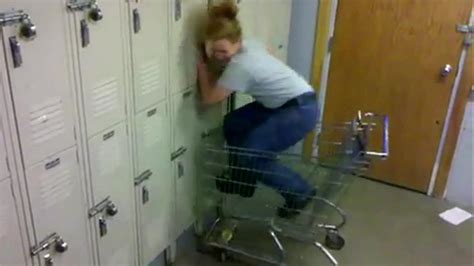 Blonde Girl Rides Shopping Cart Into Lockers Jukin Licensing