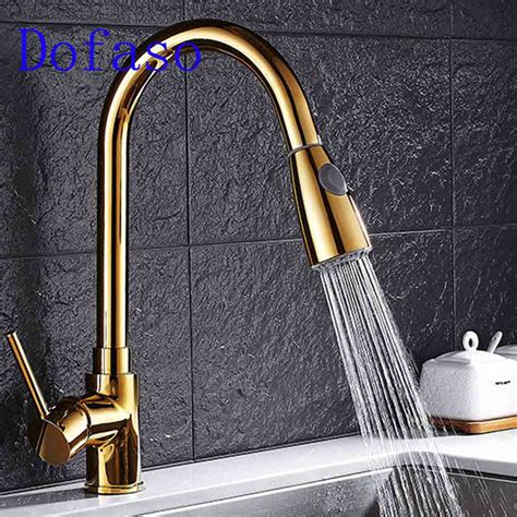 Copper faucets for kitchen & bathroom. Aliexpress.com : Buy Dofaso gold kitchen faucet Pull Out ...