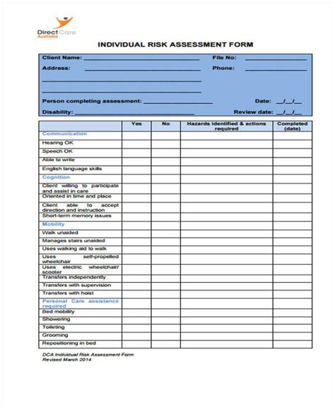 Free Risk Assessment Forms In Pdf Ms Word Free Download Nude Photo Gallery