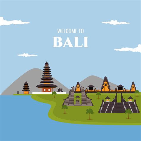 Welcome To Bali Indonesia Beautiful View With Famous Landmark