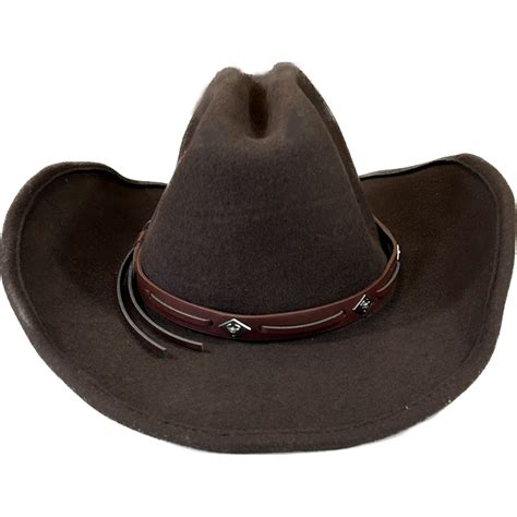 Rockmount Brown Wool Felt Western Cowboy Hat With Faux Leather Band