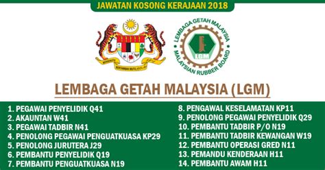 Portal jawatan kosong membuka peluang pekerjaan di lembaga getah malaysia yang kini dibuka untuk warganegara malaysia dan kepada 1. Jawatan Kosong Kerajaan Di Lembaga Getah Malaysia 2018 ...
