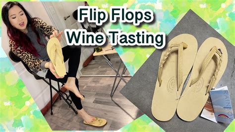 Raw Leather Rainbow Flip Flops Try On Dangle Shoeplay Wine Tasting