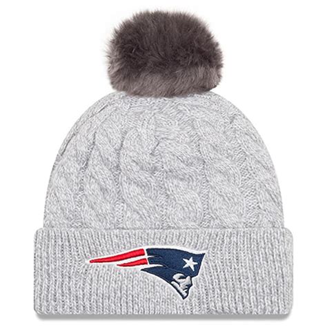 New Era New England Patriots Womens Gray Toasty Cuffed Knit Hat With Pom
