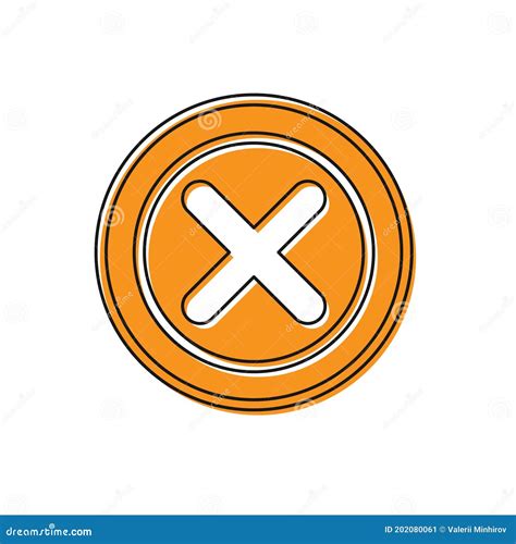 Orange X Mark Cross In Circle Icon Isolated On White Background Check