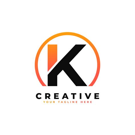 Diseño Del Logotipo De La Letra K Con Color Naranja Negro Y Círculo