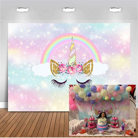 Buy Moca Rainbow Unicorn Backdrop 7x5ft Vinyl Unicorn Flower Kids