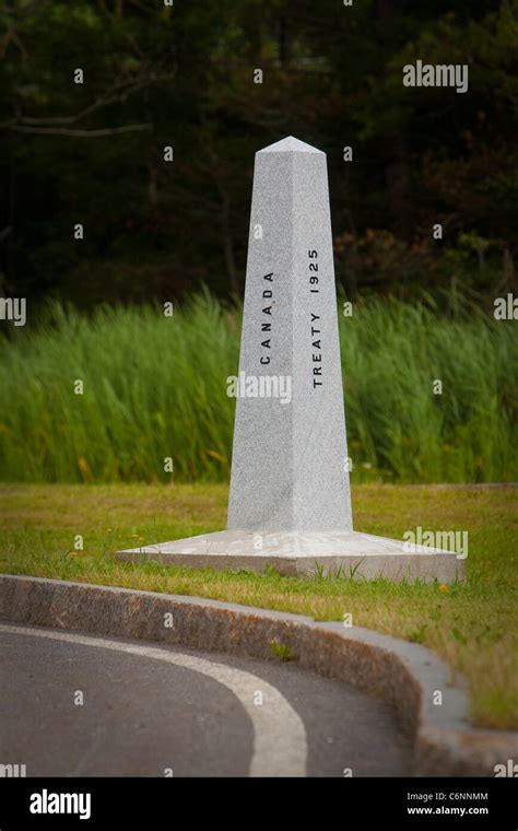 A Marker Showing The Canadian And American Border According To The 1925