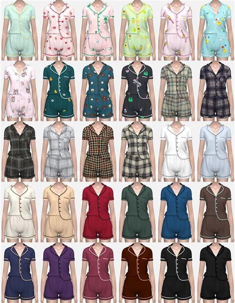 Ts4 Short Pajamas 반팔 파자마 세트 Sims 4 Clothing Sims 4 Mods Clothes